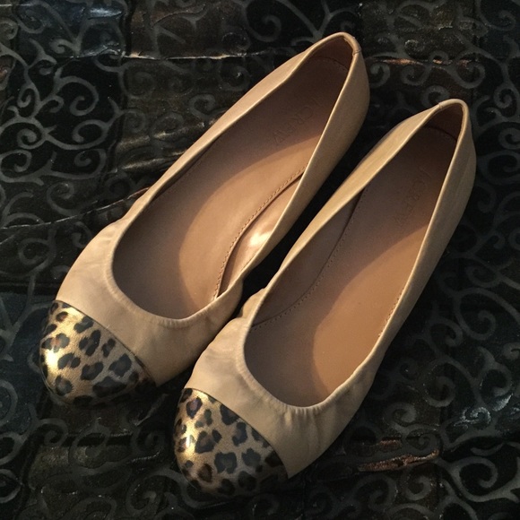 J Crew leather leopard toe flats