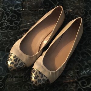 J Crew leather leopard toe flats