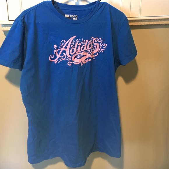 Adidas tshirt with pink swirl design
