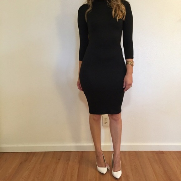 3/4 Sleeves High Neck Midi Dress (LAST SMALL!) - Picture 2 of 4