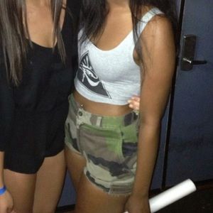UO Camo High Waisted Shorts