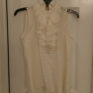 Jcrew cream color blouse with beautiful ruffle.