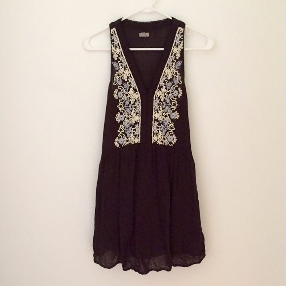 Embroidered Black Dress