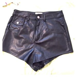 Faux leather high waisted shorts