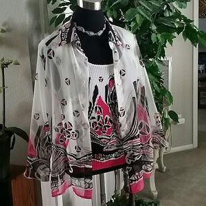 PINK AND BLACK BLOUSE