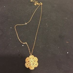Flower gold long necklace