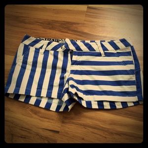 Volcom blue and white striped shorts