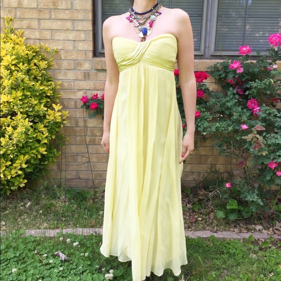 BCBG Max Azria Citron Chiffon Strapless Gown