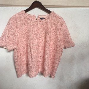 Muted red and cream top with fringed detail