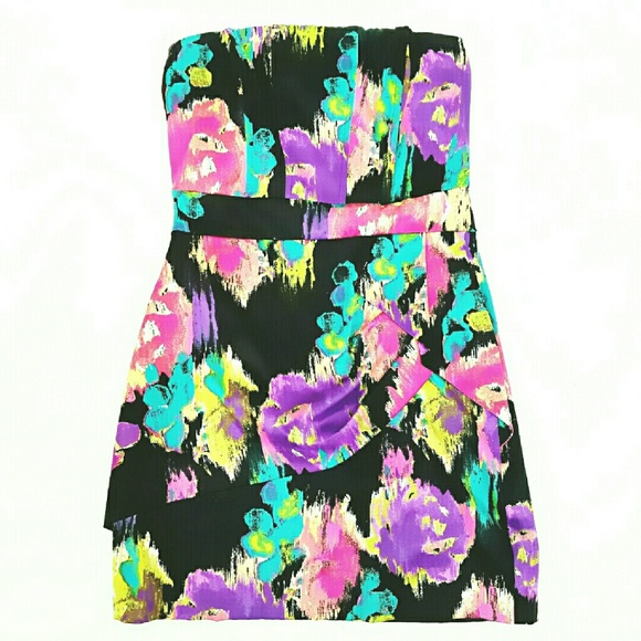 SPEECHLESS-Mini Strapless Floral Dress, Bodycon - Picture 3 of 4