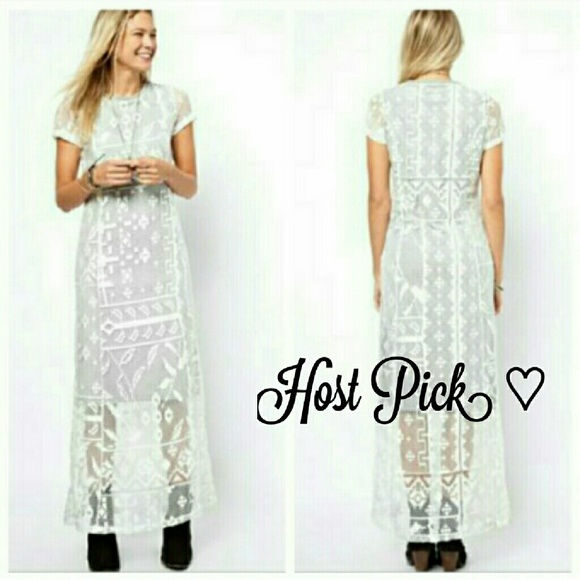 ASOS Dresses & Skirts - ASOS dress white lace overlay maxi t-shirt dress