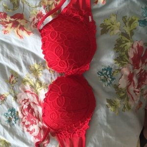 Victoria Secret Red Lacey bra WORN ONCE