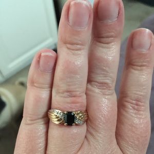10K Gold Sapphire and Diamond Ring