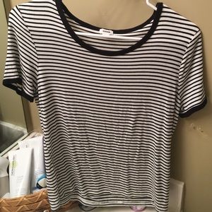 Black & white striped shirt. The size is a small😘