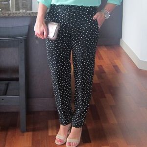 Ann Taylor- navy blue polka dot slacks