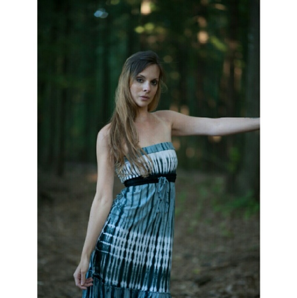 Blue tie dye tube top dress