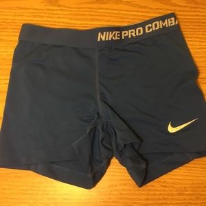 Blue Nike Pro shorts