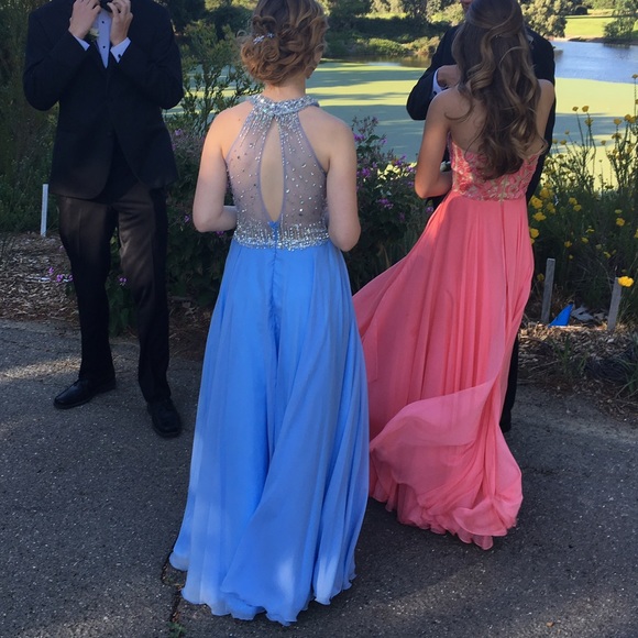 Periwinkle Prom Dress With Beading - Picture 2 of 4