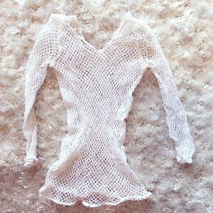 White fishnet top