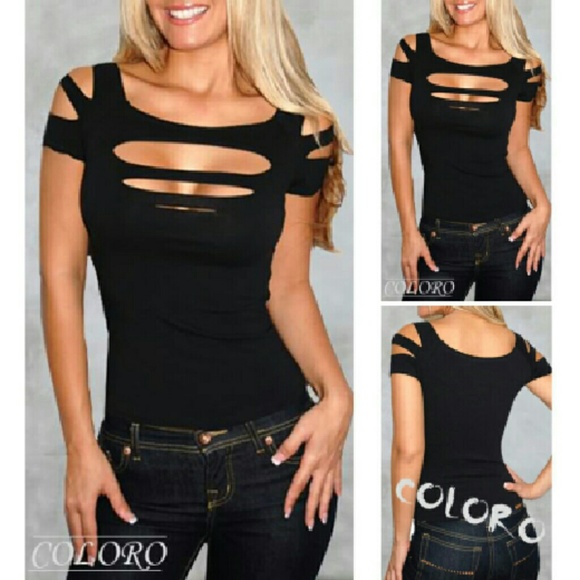 COMING SOON!  Sexy cutout black shirt