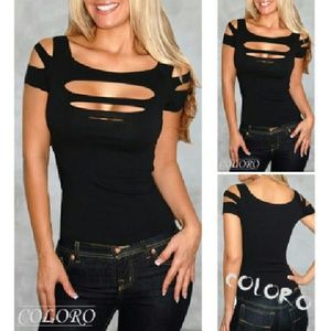 COMING SOON!  Sexy cutout black shirt