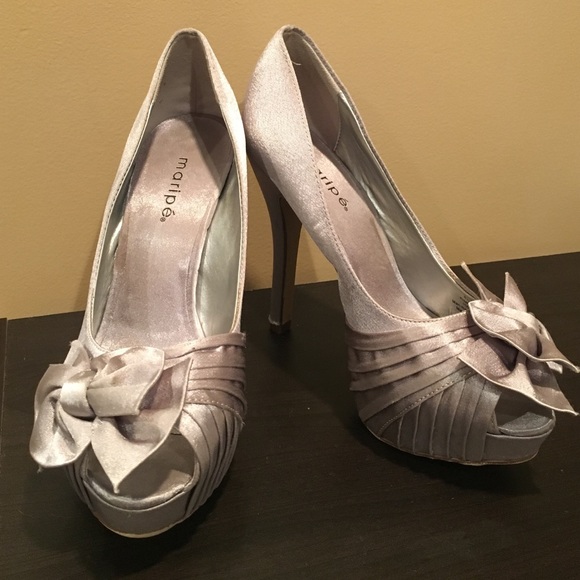 Silver Peep Toe Heels