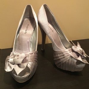 Silver Peep Toe Heels