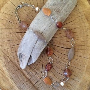 Chico's Rustic Antiqued Brownstone Necklace