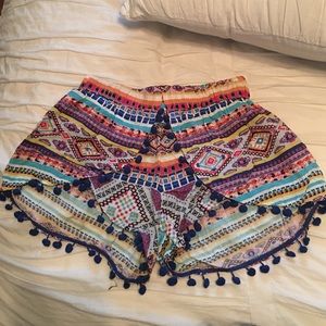 Super cute tribal festival Pom Pom shorts