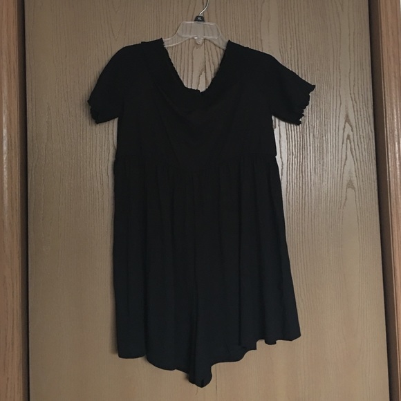 Black, off the shoulder romper.