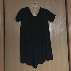 Black, off the shoulder romper.
