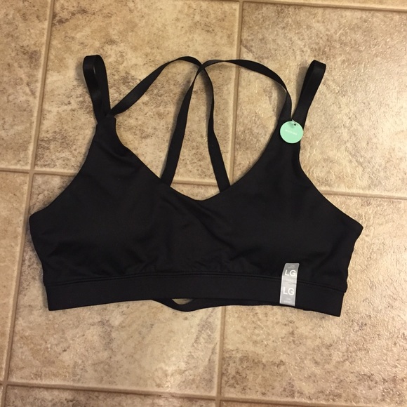 Black cage back sports bra