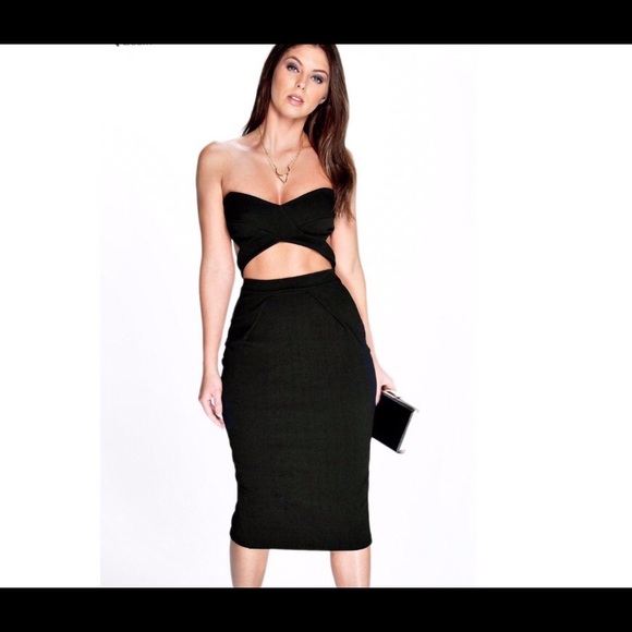 Sexy Black Bandeau Cut Out Dress