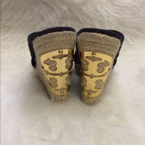 Tory Burch Kristen Black Canvas wedge