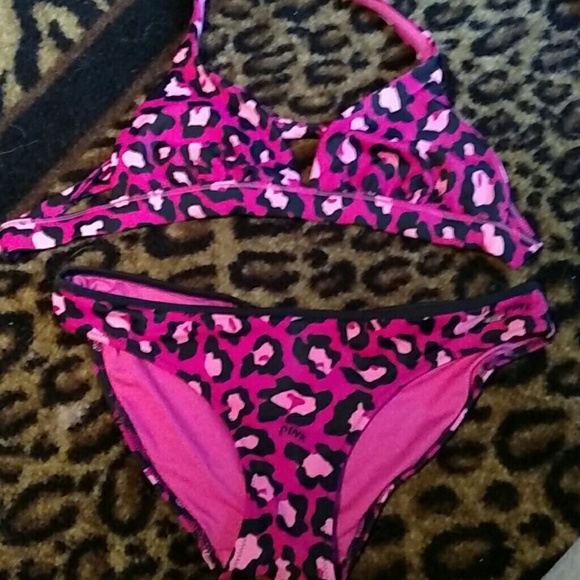 Victoria secret pink cheetah swim suit bikini