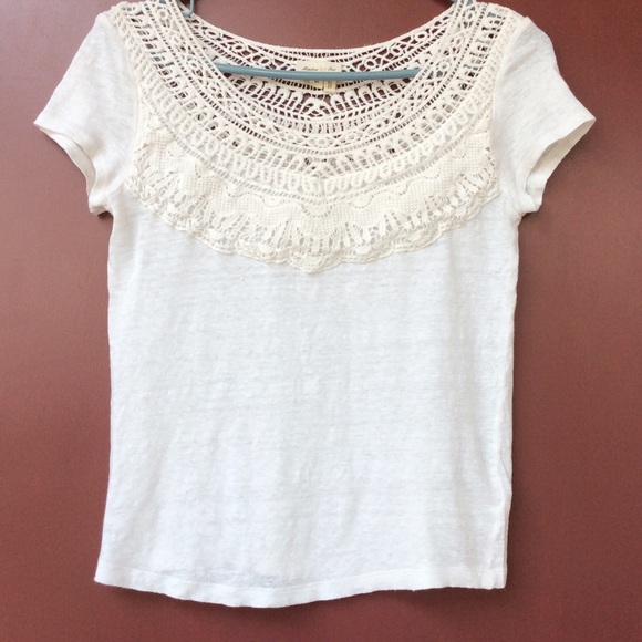Anthropologie Tops - Anthropologie Crochet Bib Tee
