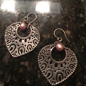 Silpada earrings with gray pearl.