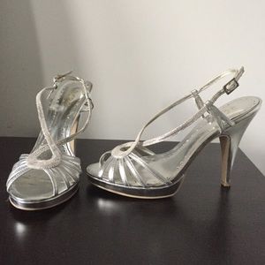 BCBG silver heels -- Worn Once