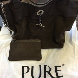 PURE brown suede tote