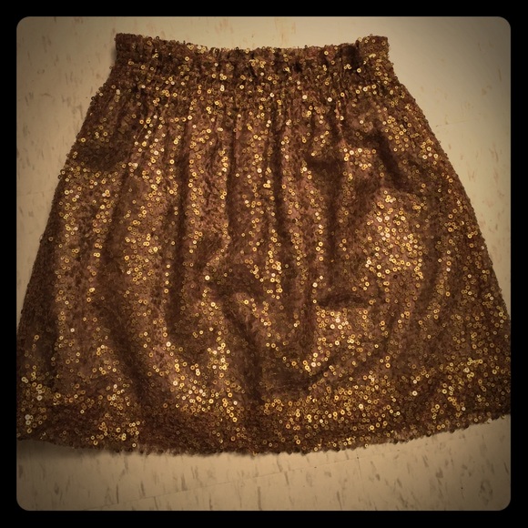 J. Crew gold sequined mini skirt