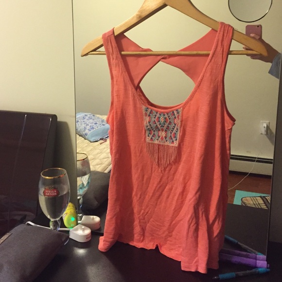 CORAL AMERICAN EAGLE SEMI SHEER TANK TOP