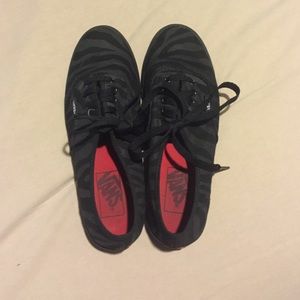 Black and gray Zebra print vans