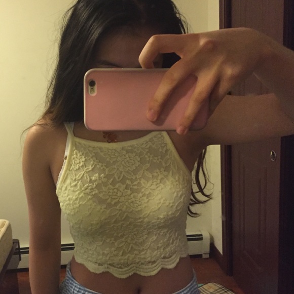 LACE HIGH NECK CAMI CROP TOP