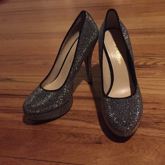 Black and silver sparkle pumps