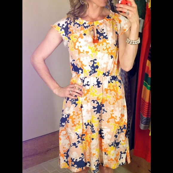 NWT Anthropologie Dress Orange Motif Size 2 - Picture 2 of 3