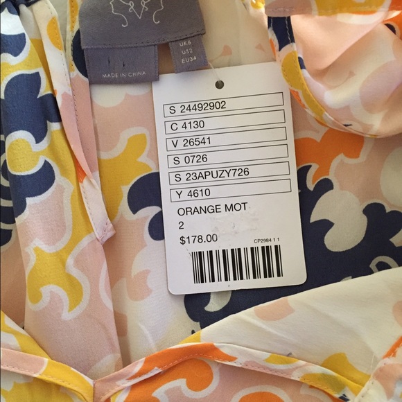 NWT Anthropologie Dress Orange Motif Size 2 - Picture 3 of 3
