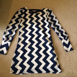 Blue/white chevron dress
