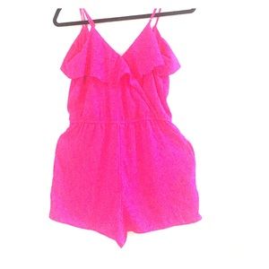 Hot Pink Ruffled Romper