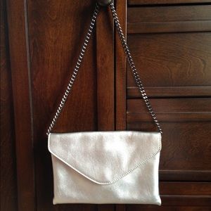 J. Crew silver leather clutch