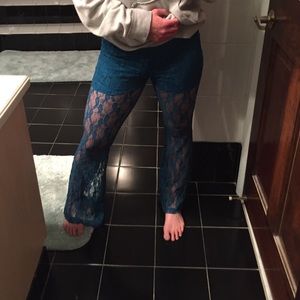 BDG turquoise lace pants with straight leg